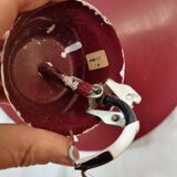 Industrial red enameled sheet metal pendant light