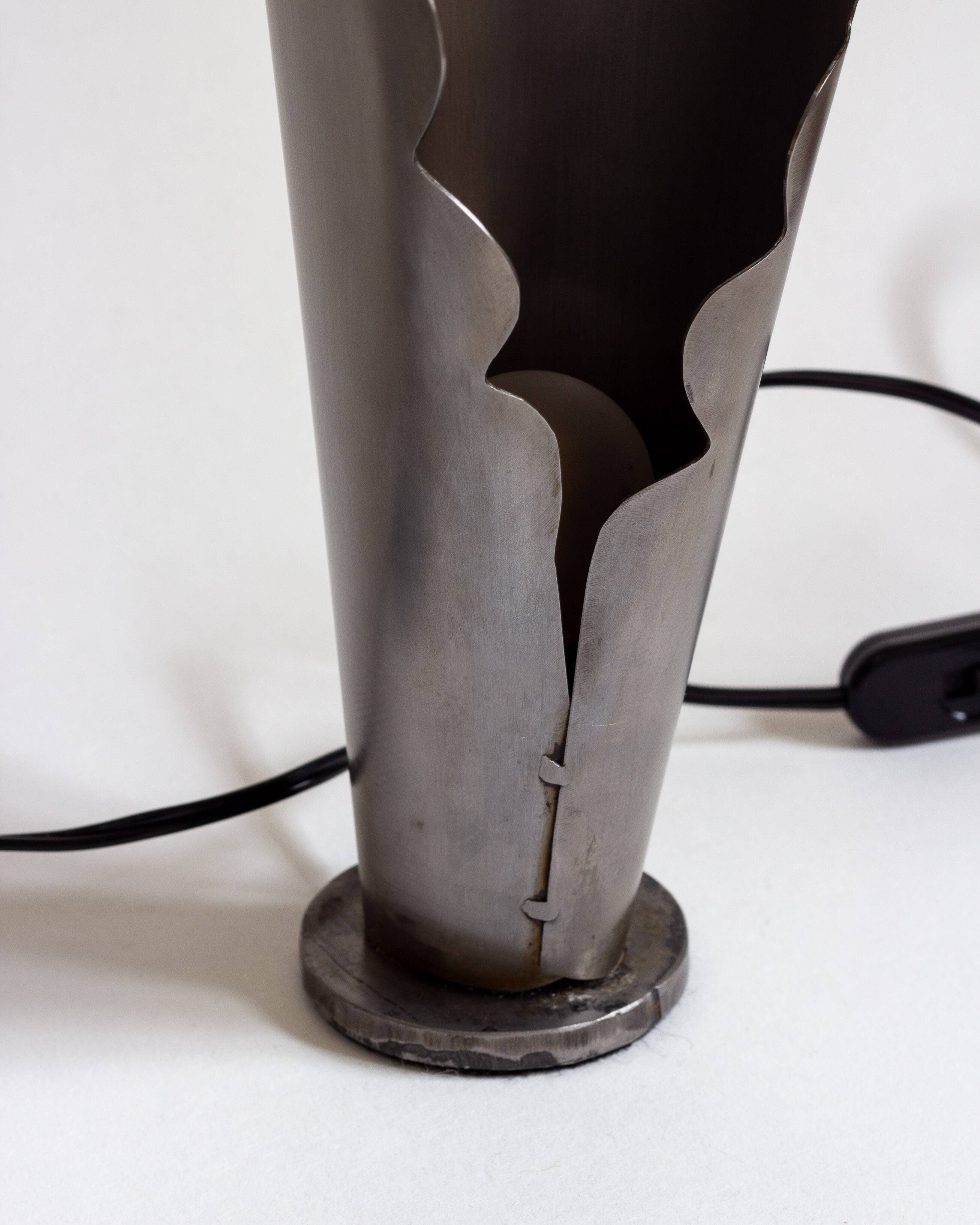 Pair of brushed steel lamps⎮60s, 70s