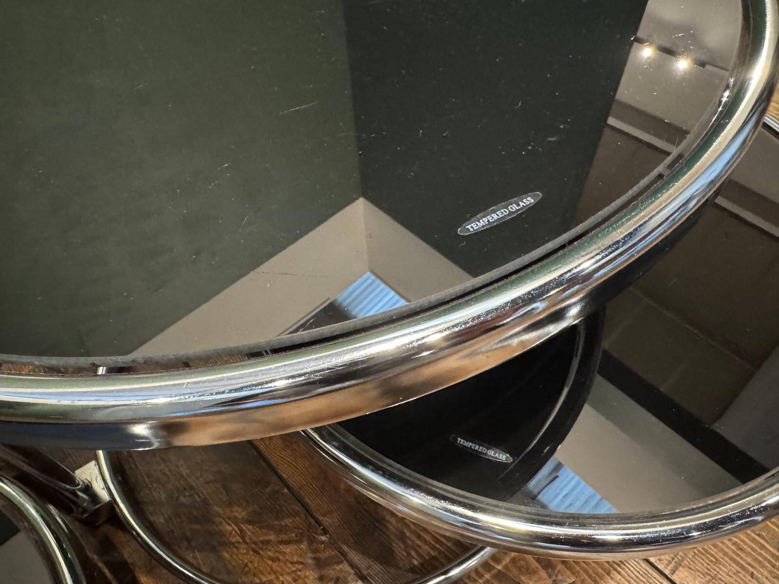 Vintage smoked glass and chrome side table