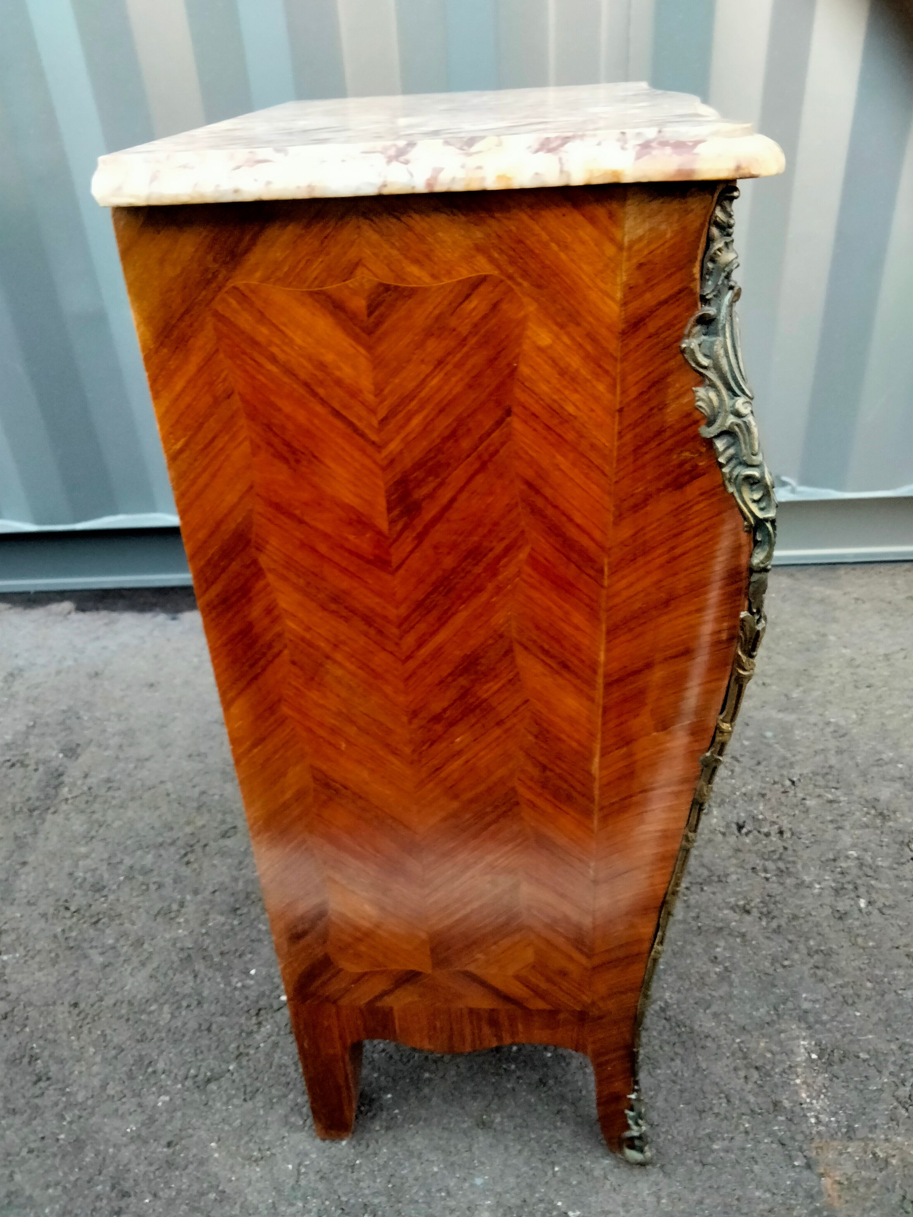 Dresser rag maker style louis xv marquetry marble top