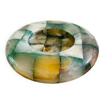 Cendrier ou vide-poche en onyx/marbre – assemblage de pierres naturelles