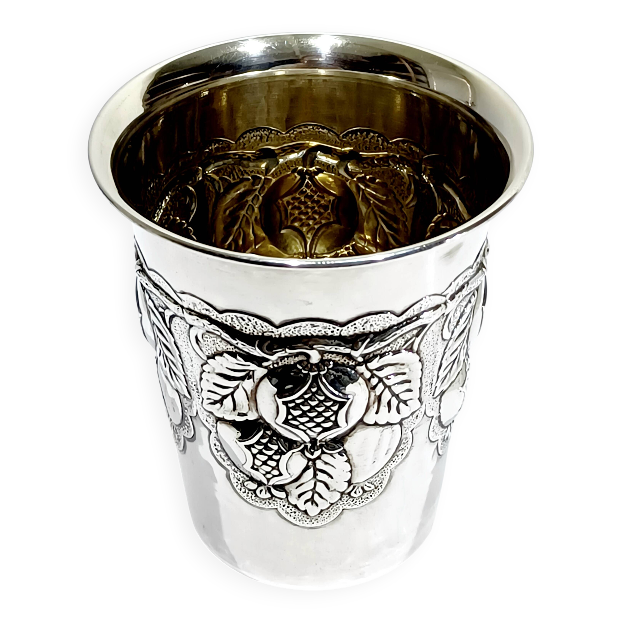 Timbale en argent massif grappes de raisin