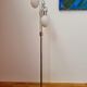 Lampadaire chromé à trois branches globes en opaline, années 70
