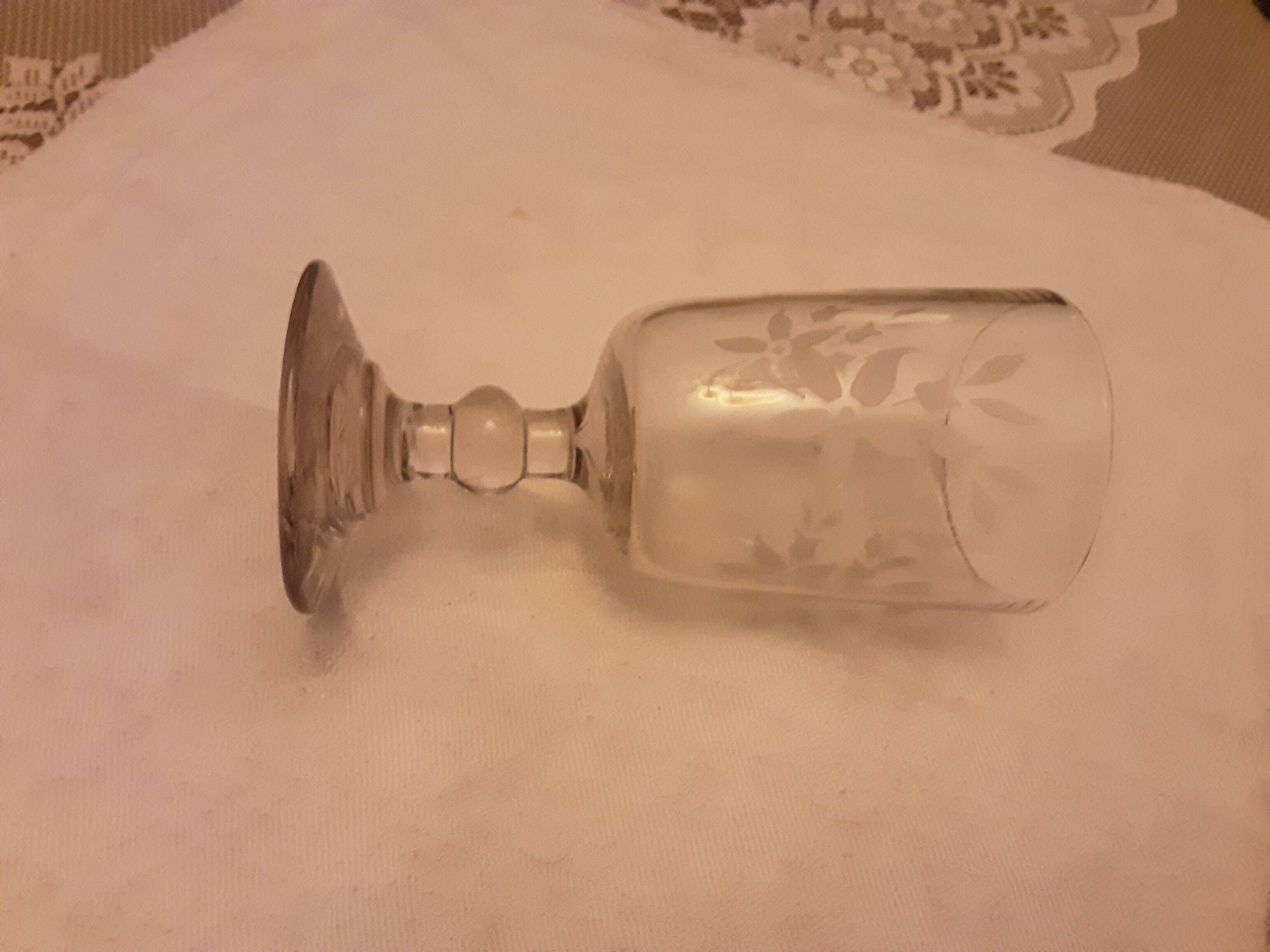 Verre ancien XIXème sable souffle tiges de fleurs