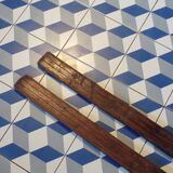 Paire de skis anciens en bois L=197cm