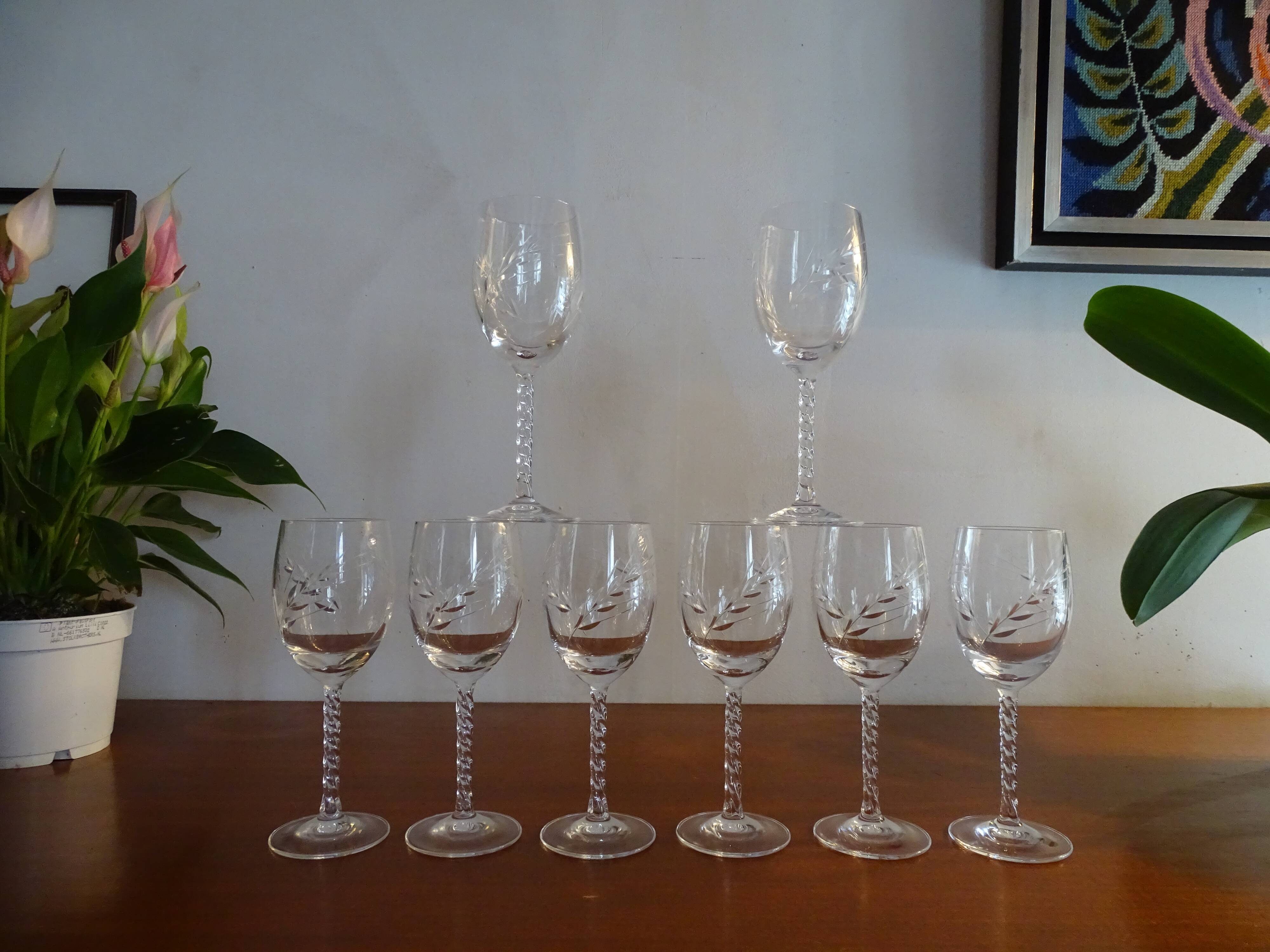 8 glasses red wine crystal of Arques, model fleury epi, 17,6 cm