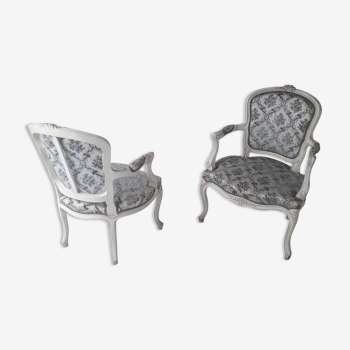 Pair of Louis XV style convertible armchairs