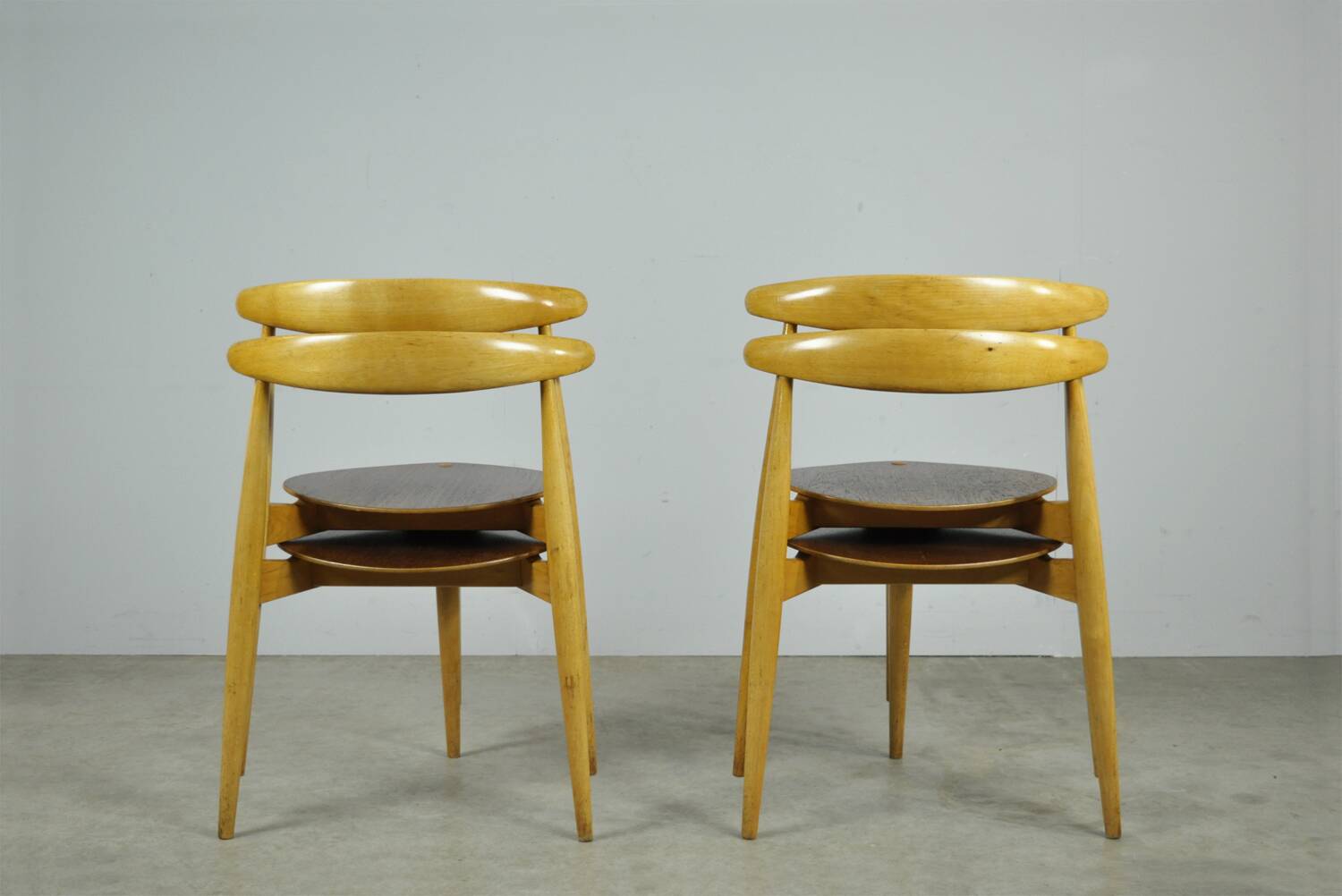 🟡 Beech & teak dining chairs, Hans J. Wegner & Fritz Hansen, Denmark 1950s