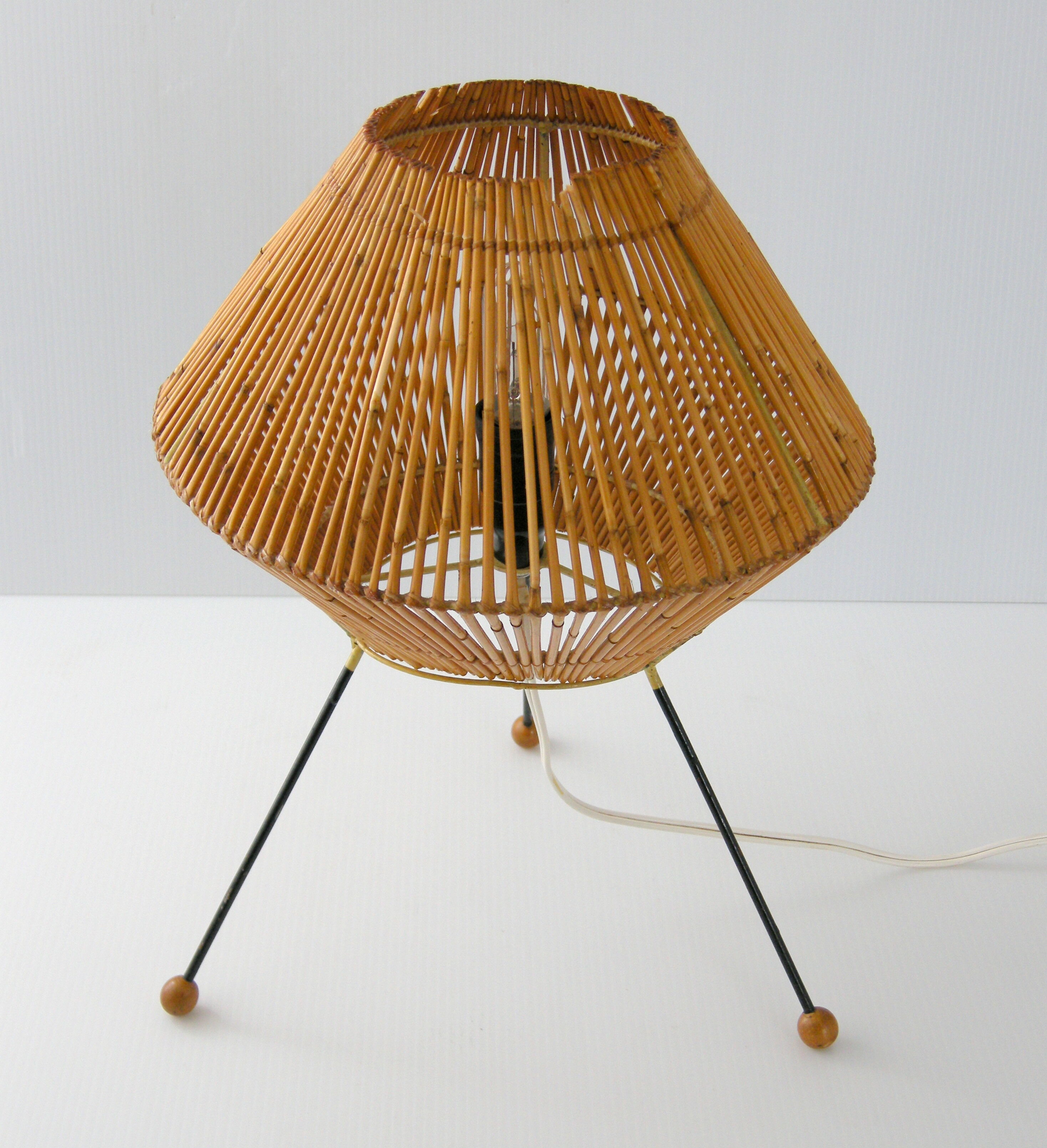 Three-year rattan lamp 1950 vintage
