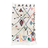 Tapis berbère Azilal  écru à motifs colorés 2,58x1,42m
