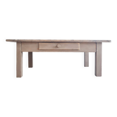 Table de ferme basse en bois tiroir plateau brut