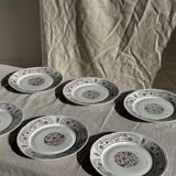Set of 6 vintage dessert plates made in Poland with a plant motif.