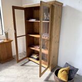 Glass cabinet or display case in pine 1950