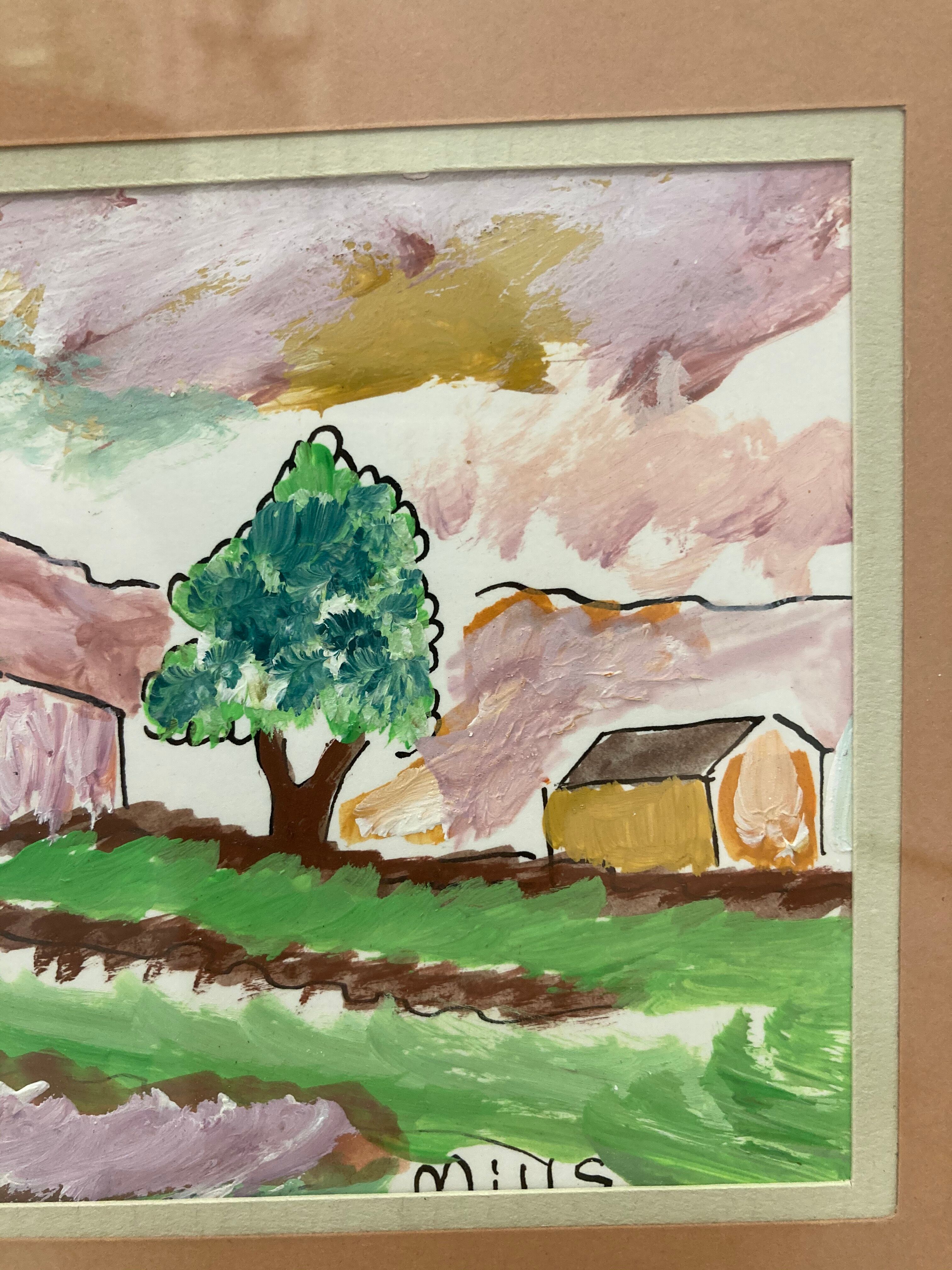 Framed landscape painting