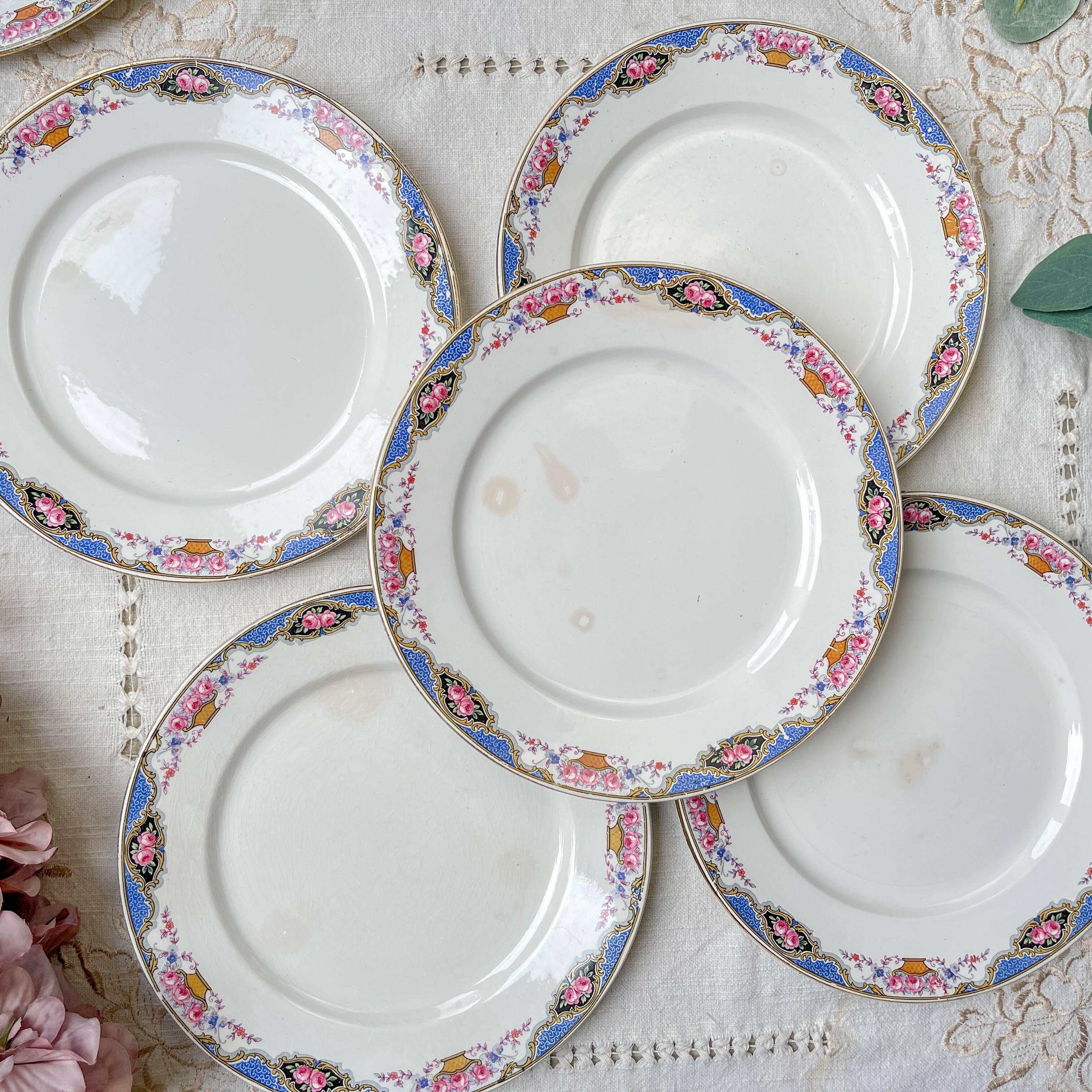 6 small vintage floral plates Digoin Sarreguemines – 1950s