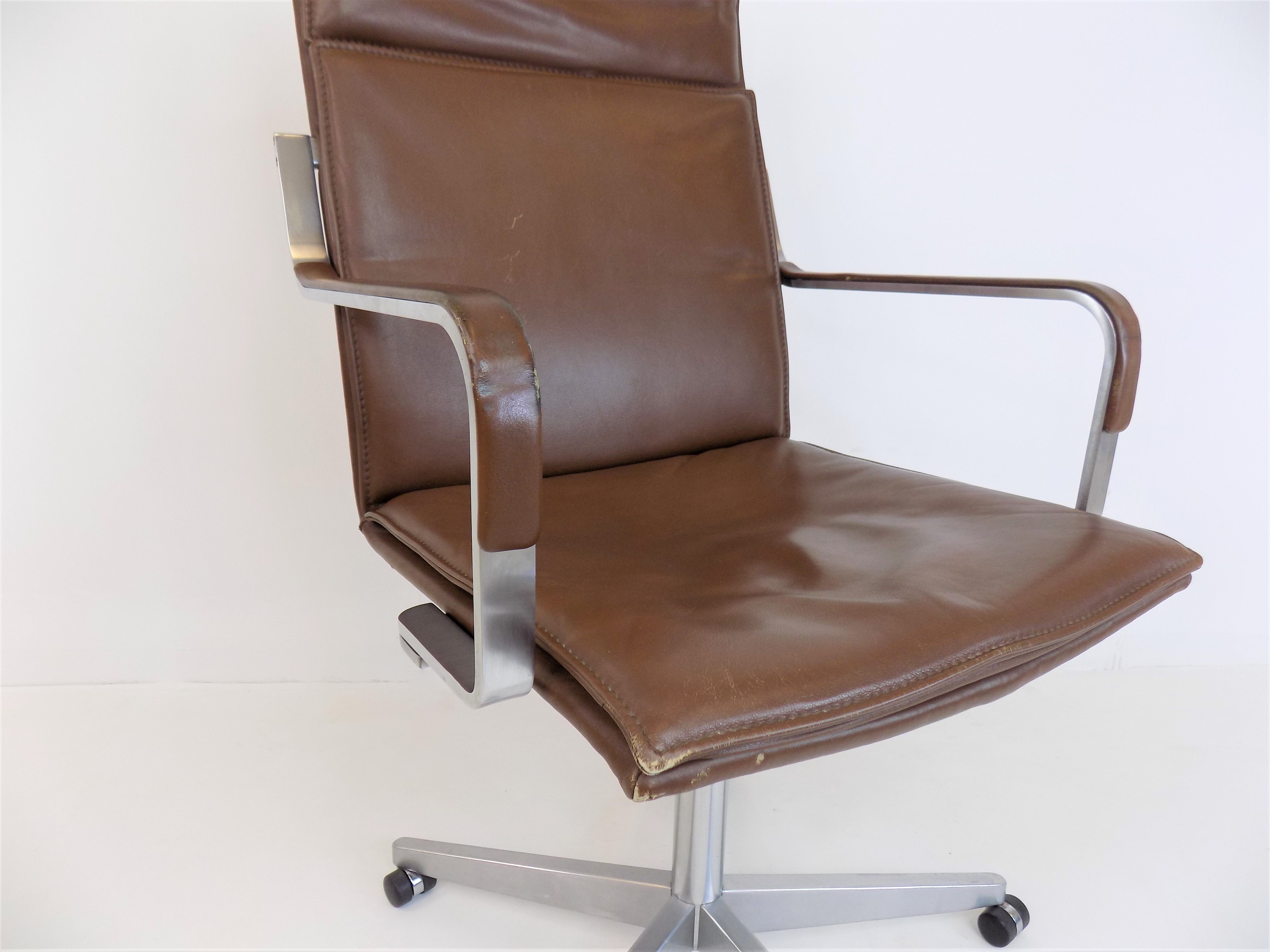 Rudolf Glatzel Leather Office Chair, Knoll