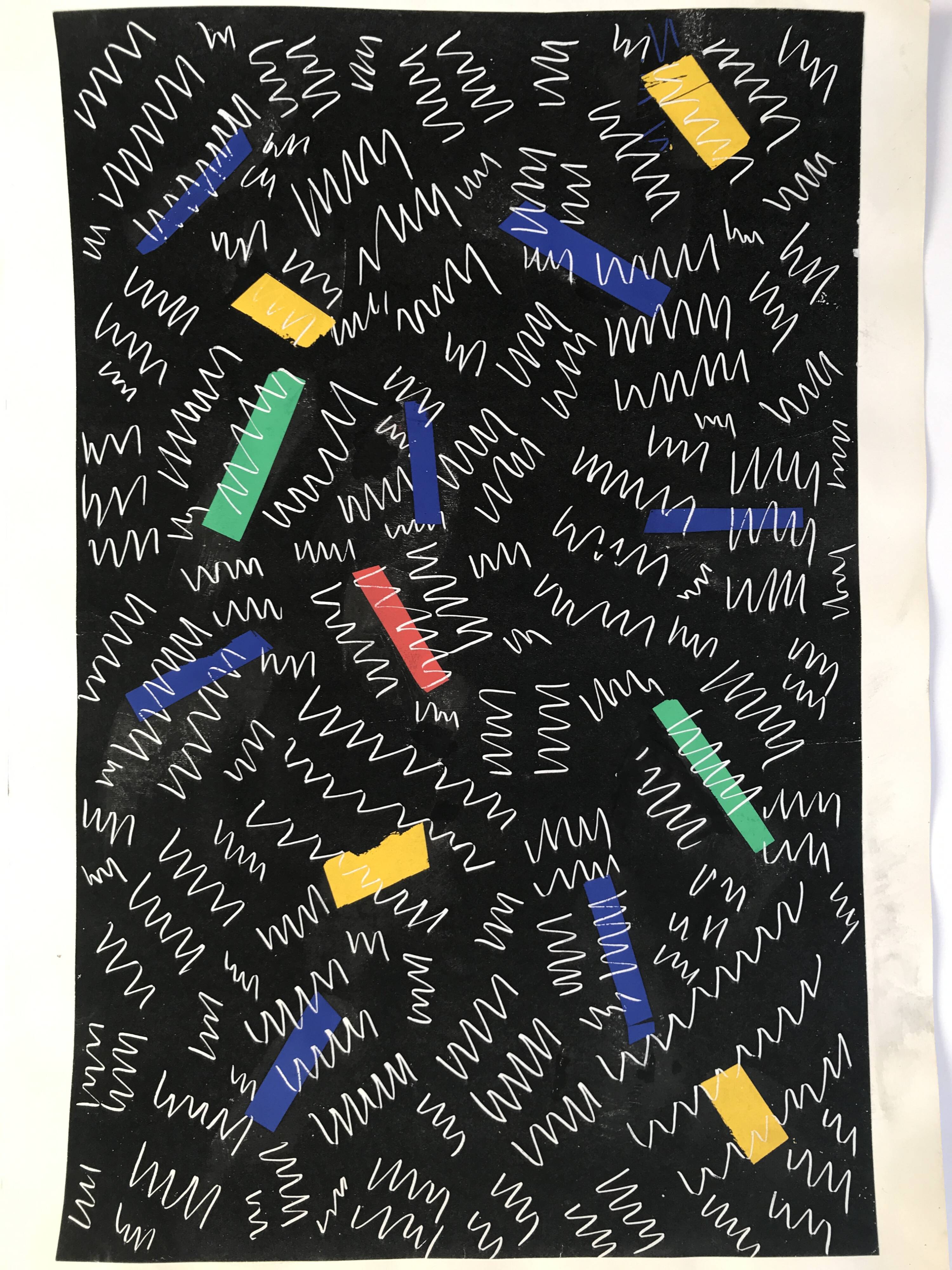 Elie Dayan, Untitled (abstract motif). Mixed media on paper.