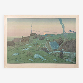 Lithograph by Henri Rivière The rising of the Moon