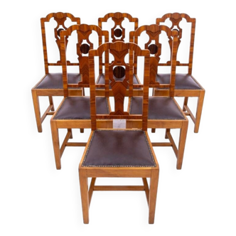Un ensemble de chaises Art Déco, années 1940, Pologne.