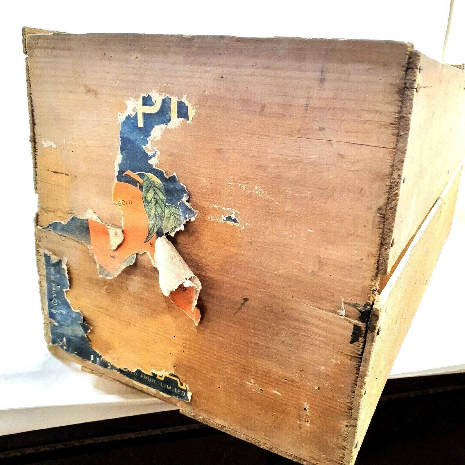 Old wooden advertising box Tropigold oranges Sao Paulo vintage
