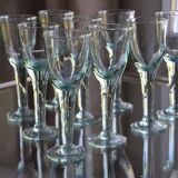 Set of hand-blown stemmed bubble glasses