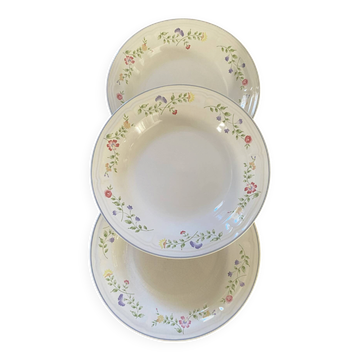 3 floral deep plates English garden