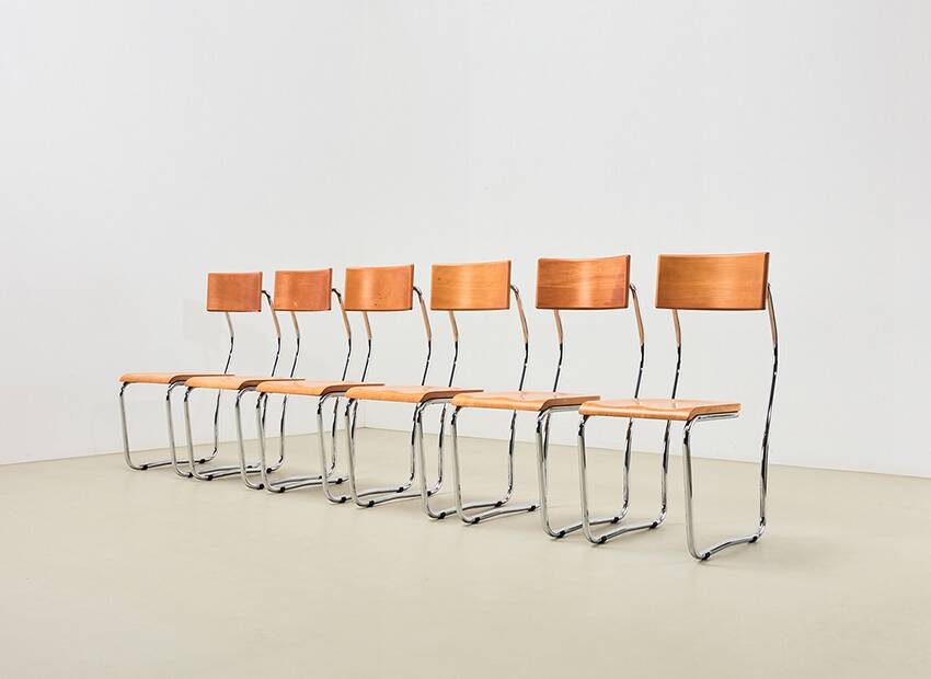 Giuseppe Terragni Set of 6 Lariana Dining Chairs Italy 1936/1990s