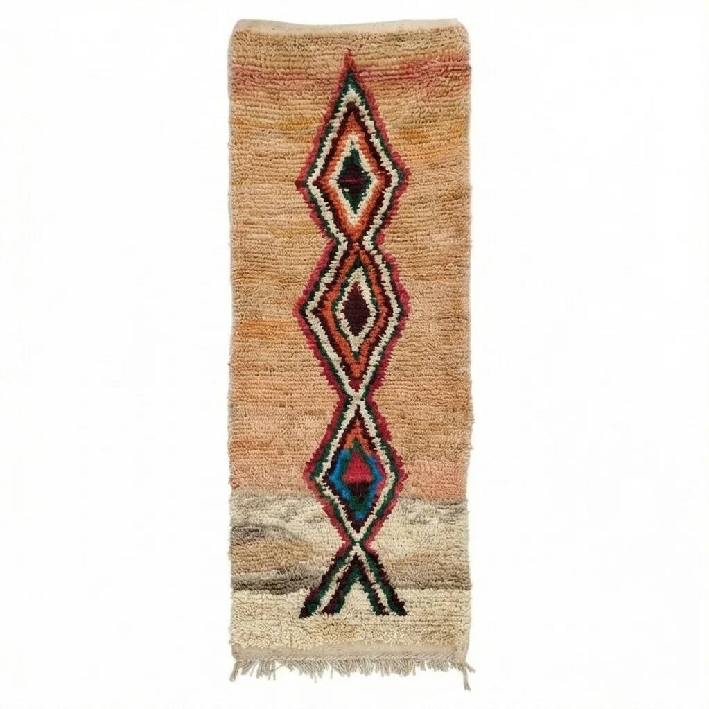 Moroccan Boujad hallway rug beige 75 x 280 cm