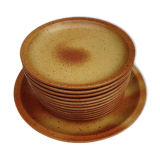 Set 12 plates and 1 dish sandstone of Burgundy Sarreguemines