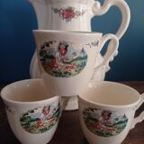Coffee maker and cups of Sarreguemines model Obernai