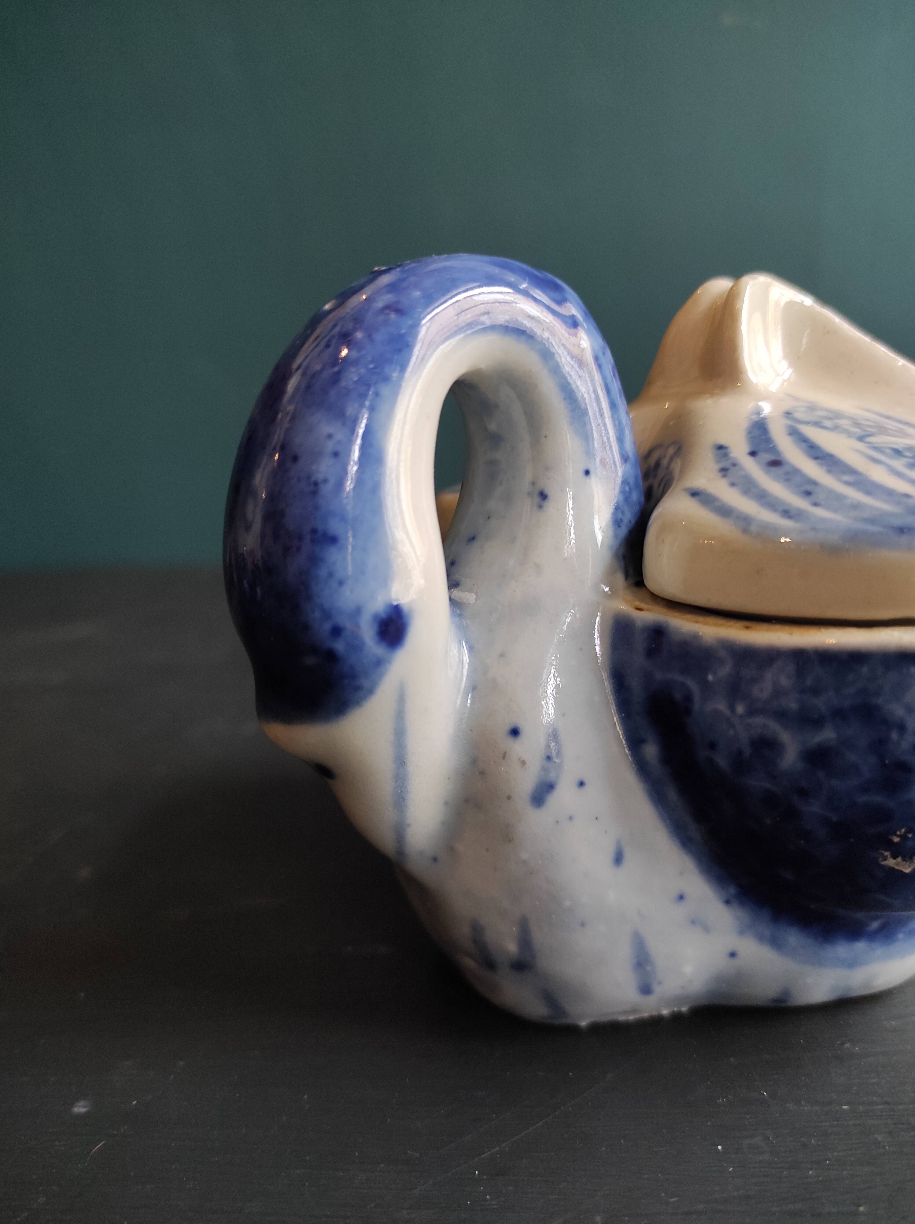 Vintage Vietnamese swan-shaped salt and pepper holder