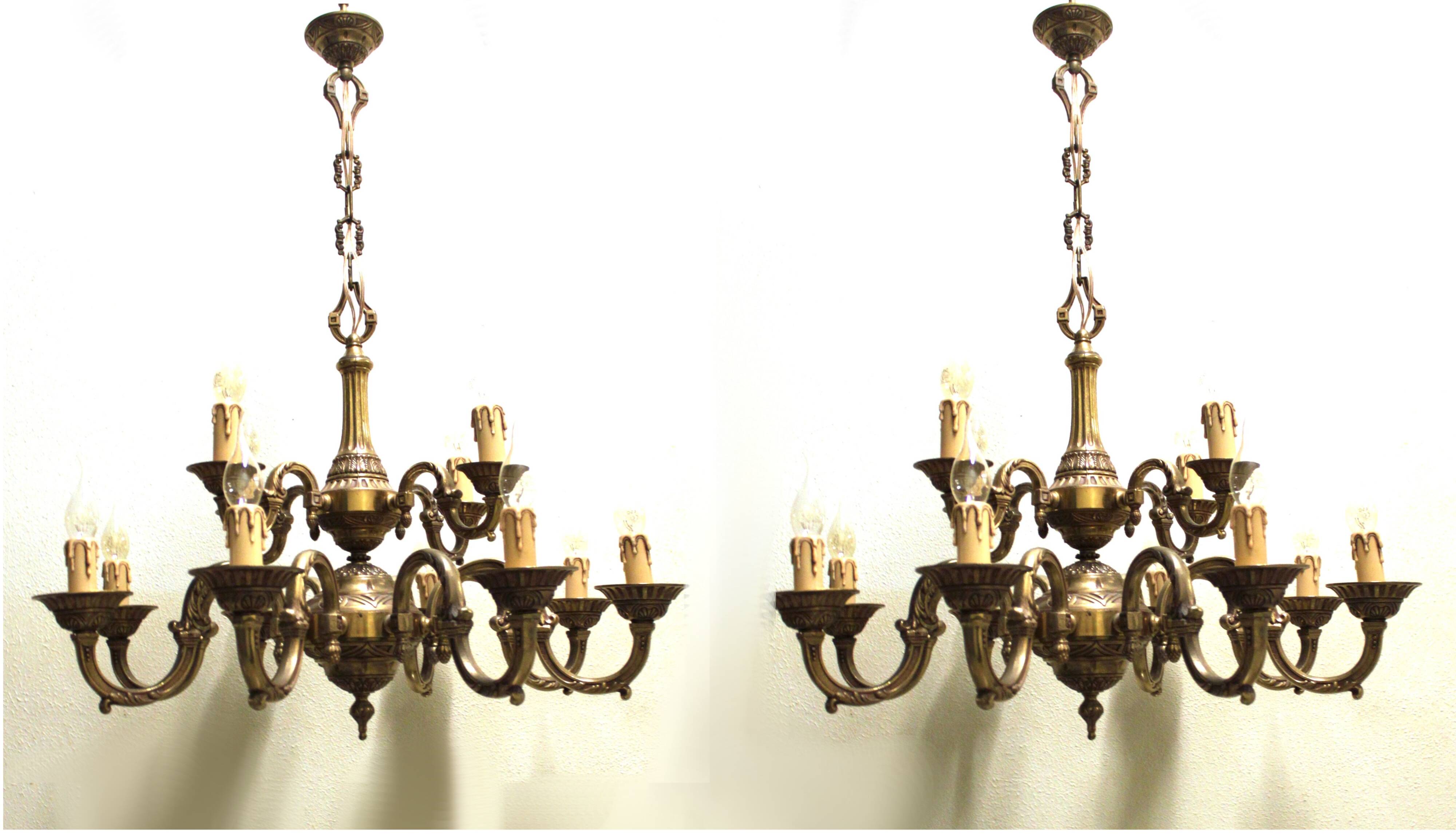 Bronze chandelier, Mazarin style, 12 lights, mid-19th century.