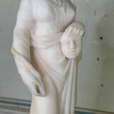 Alabaster sculpture, lady with a mask in the antique style, 19th century