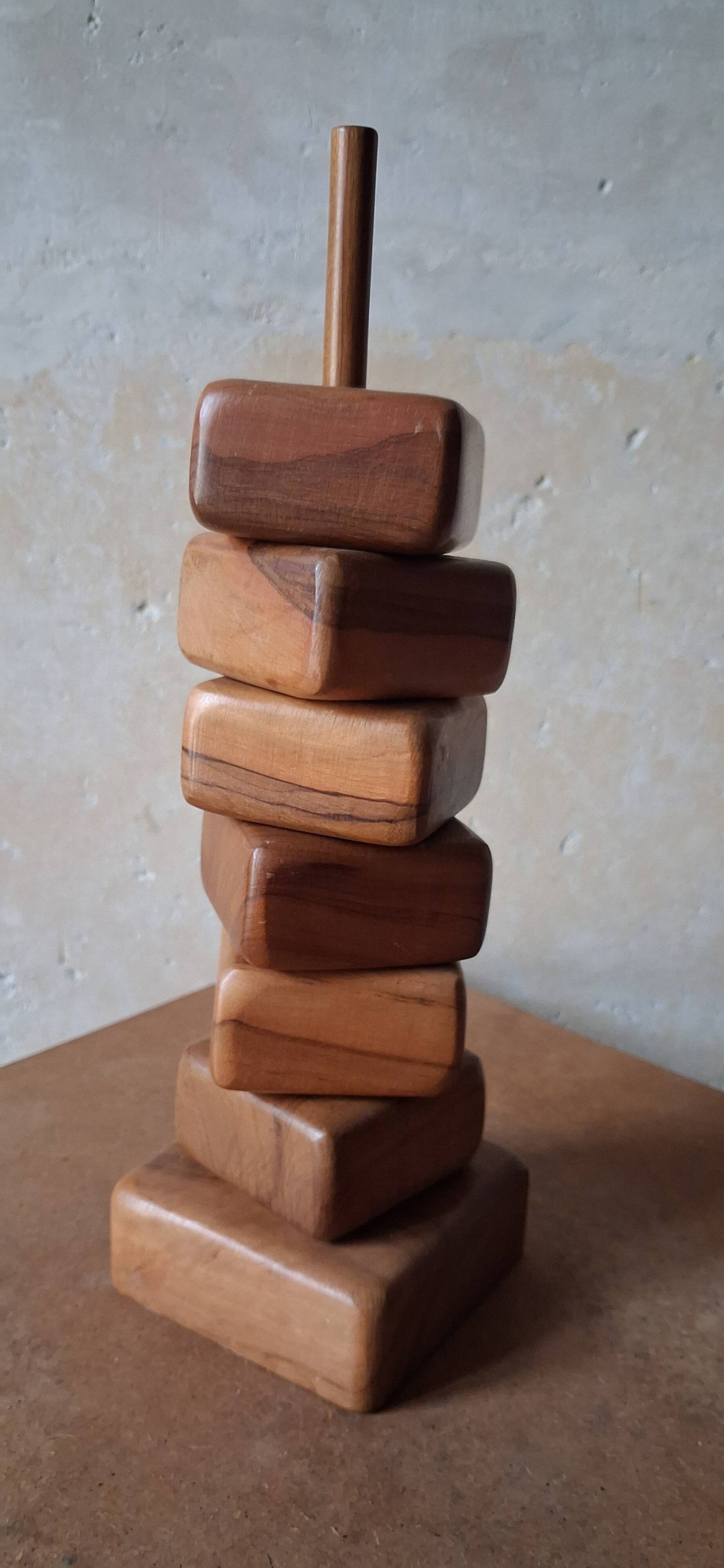 Set of 70's olive wood egg cups