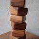 Set of 70's olive wood egg cups