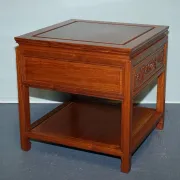 Vintage Oriental Teak Bedside Table with Drawer and Shelf, China