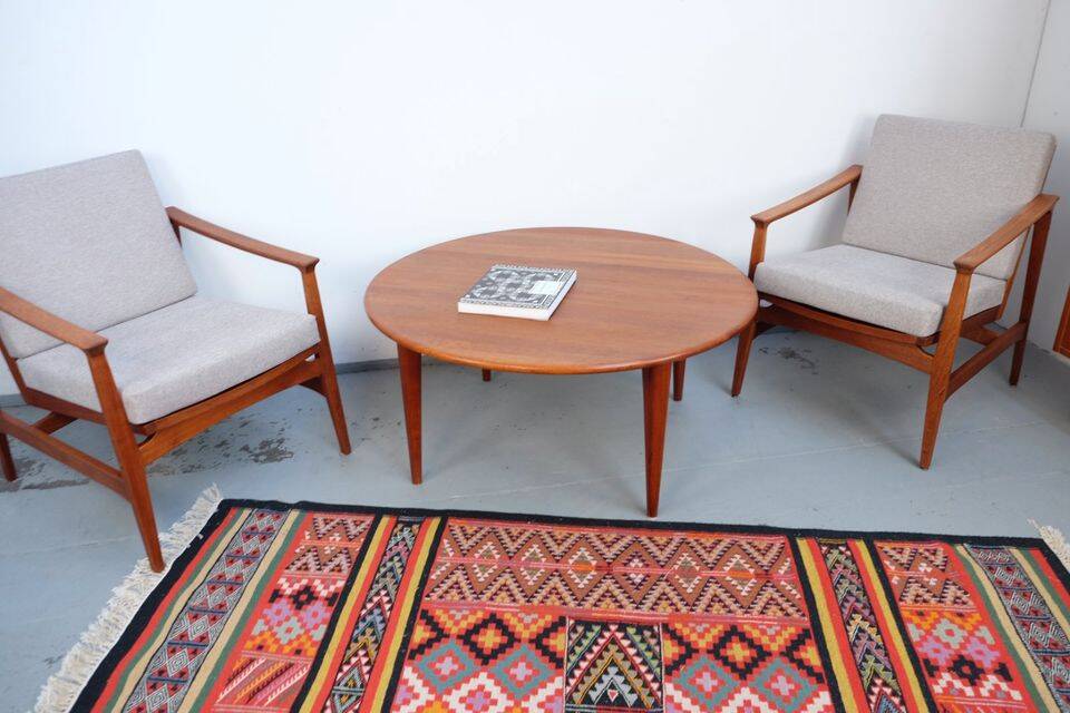 Table basse vintage Wikkelso en teck, années 60-70.