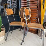 Pair of wooden and metal children's chairs