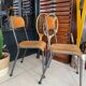 Pair of wooden and metal children's chairs