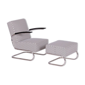 Set of Bauhaus Armchair with Foot Stool from Mücke-Melder, 1930s