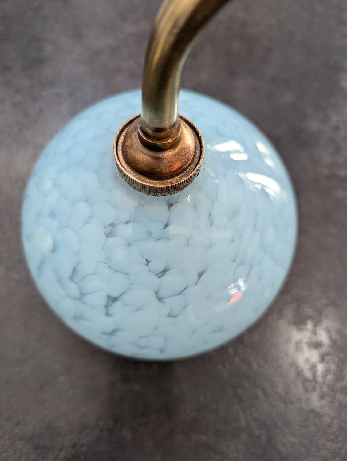 Antique opaline wall lamp Clichy blue swan neck porcelain art deco 1930 diameter 13 cm