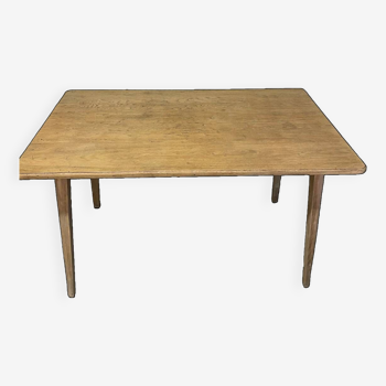 Oak dining table with compass legs