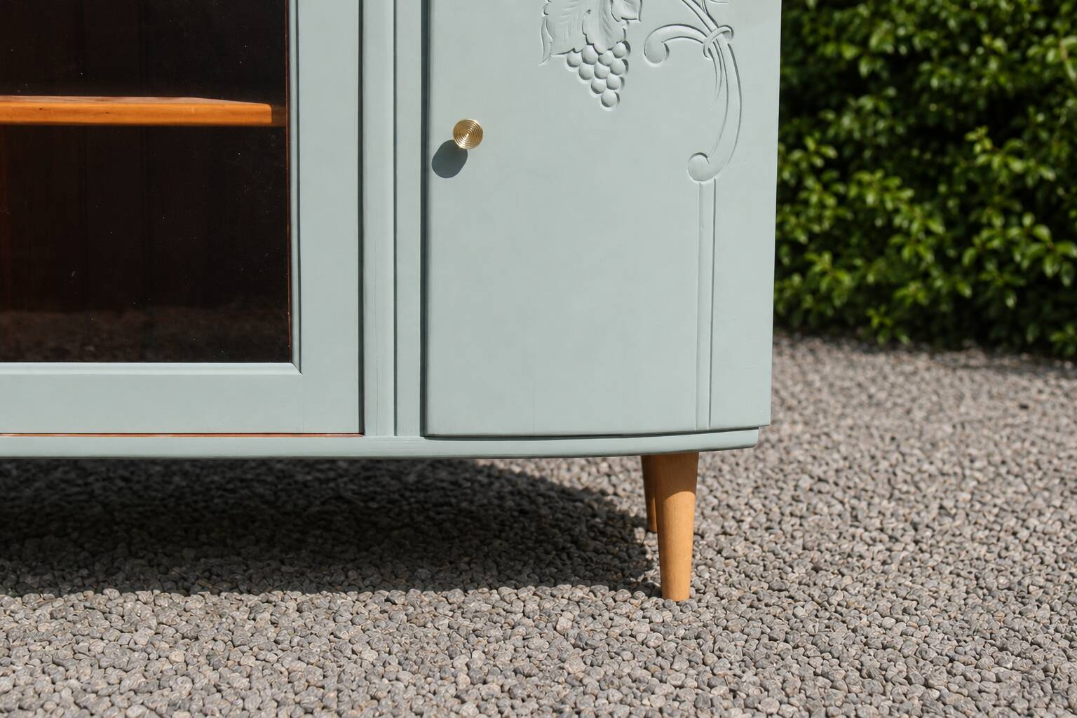 Art Deco sideboard in solid wood – Verdigris – 140 cm
