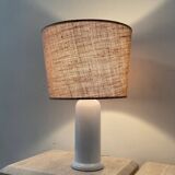 Vintage ceramic lamp and woven lampshade