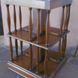Mahogany rolling library with green leather top
