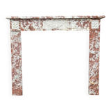 Louis XVI style fireplace in royal red and white Carrara marble circa 1900