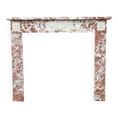 Louis XVI style fireplace in royal red and white Carrara marble circa 1900