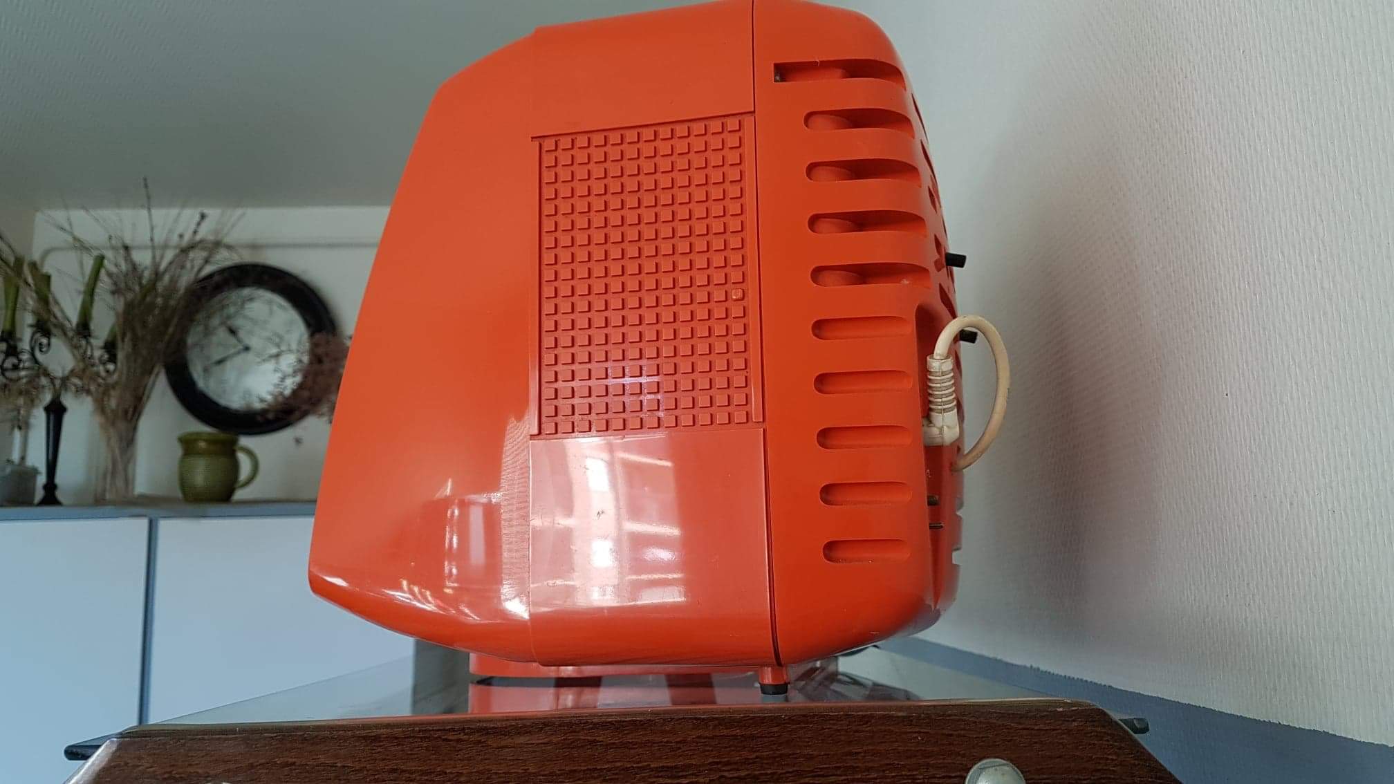 Vintage orange Prince portable TV