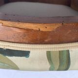 Footrest, wooden and antique floral fabrics