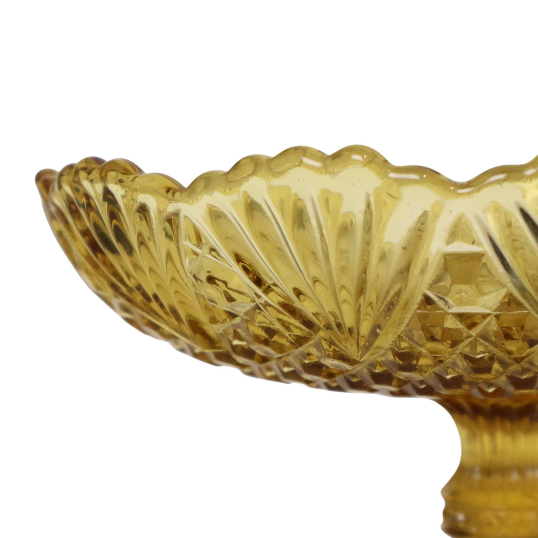 Art Deco Amber Depression Glass Tall Fruit Bowl 17cm